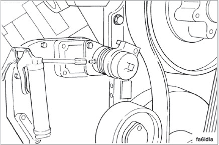 Cooling fan belt tensioner